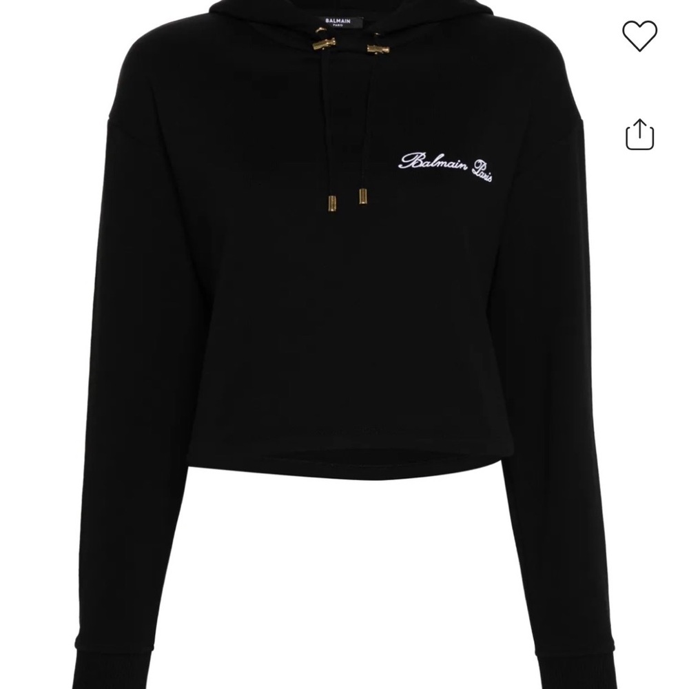 Balmain Black Cropped Teddy Jacket with Script Logo